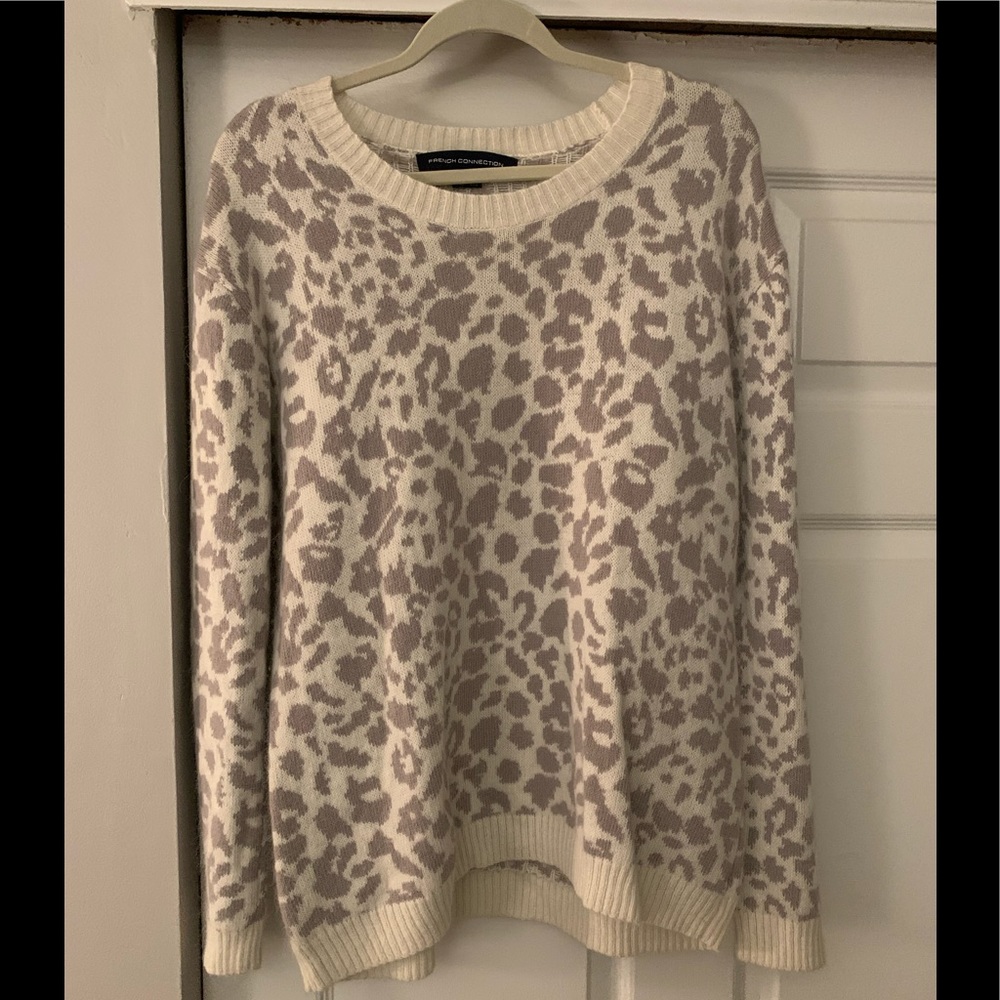 French Connection Grey Leopard Print Sweater
